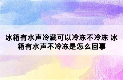 冰箱有水声冷藏可以冷冻不冷冻 冰箱有水声不冷冻是怎么回事